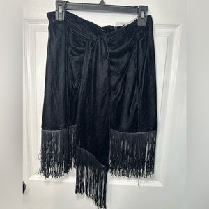 NWT Zara Fringe Velvet Mini Skirt